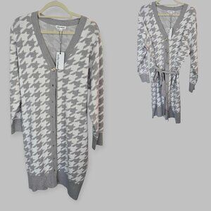 Kathy Ireland  Long Sweater Houndstooth Cardigan Sweater  Dress  Womens Plus 2X